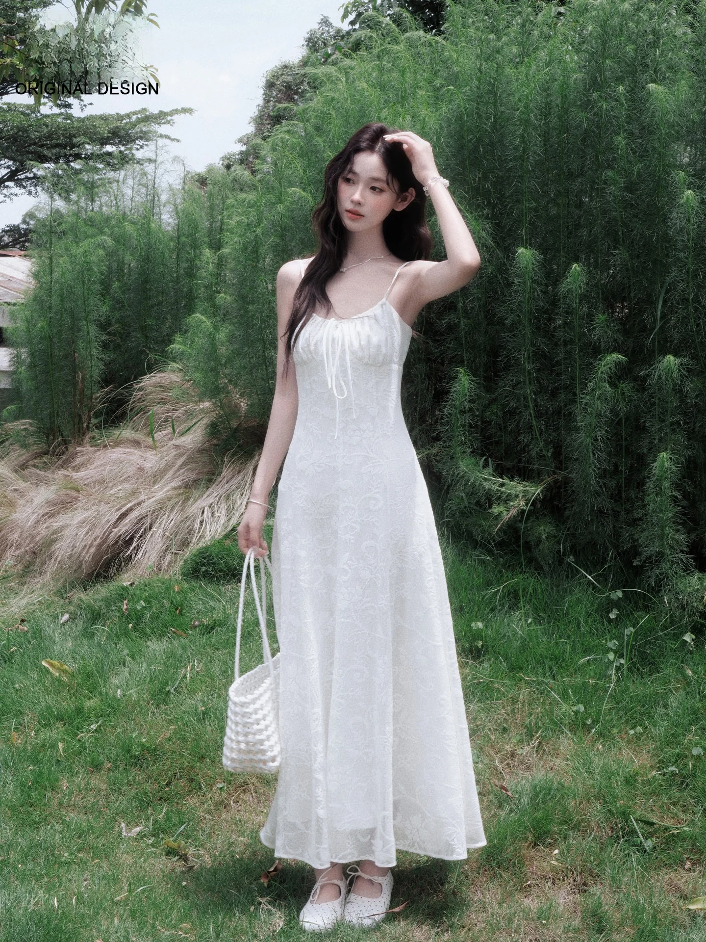 

Summer Vacation Style White Strapless Embroidered Dress Women's High Waist Slimming Long Gown Casual Comfortable Fit A-Line S...