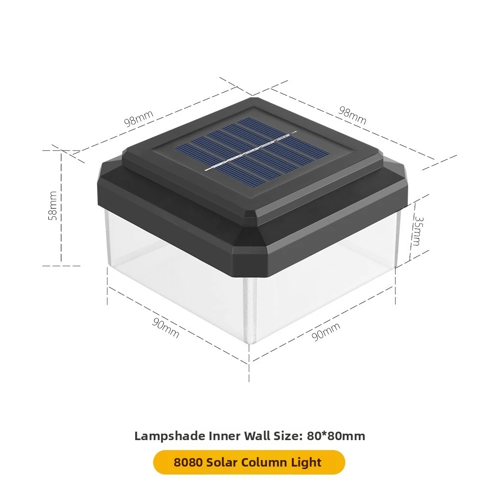 IP65 Waterproof Solar LED Post Cap Light LED Light Post Cap Design Outdoor Fence Lighting Solar Powered Outdoor Use
