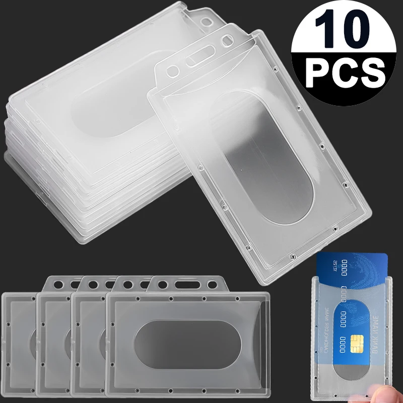 10/5/1PCS Waterproof Clear Plastic PVC ID Card Name Badge Holder Transparent Business Card Sleeve Cover for School Office