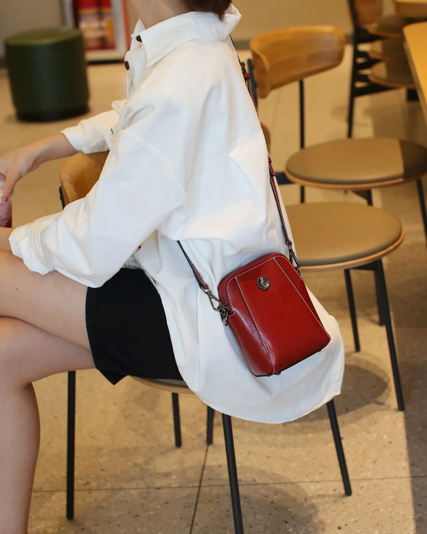 Petit sac de téléphone portable pour femme, sac à main Messenger, sac à bandoulière décontracté, cuir de vachette, tout match, alerte à l'huile, lancé unique