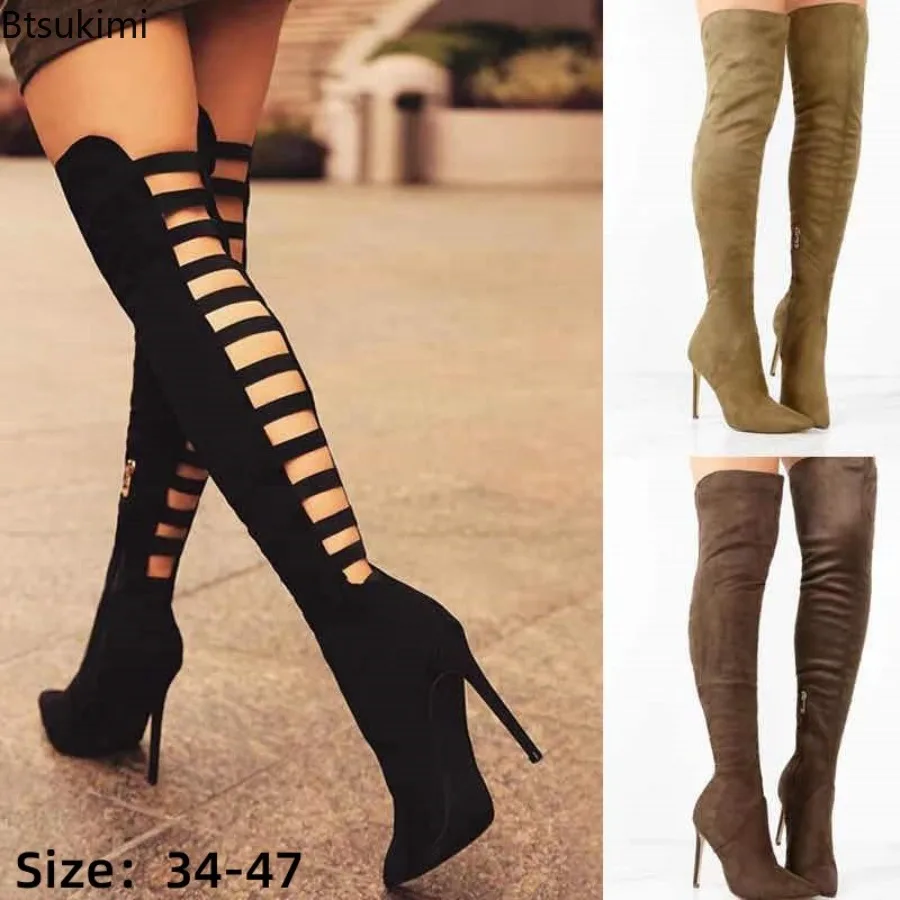 Fashion Sexy Women's Long Boots Women Autumn Heels Shoes Over The Knee Thigh High Heel Boots Female Woman Summer Boot Large Size