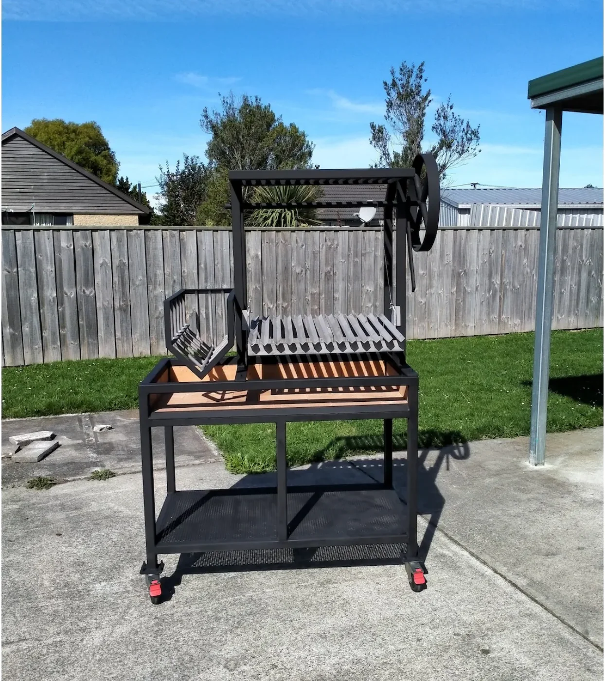 Portable Rotatable Barbecue Pit with Trolley and Four Wheels Two Drawers with Alloy Steel Charcoal Barbecue Grill Rack for Sale