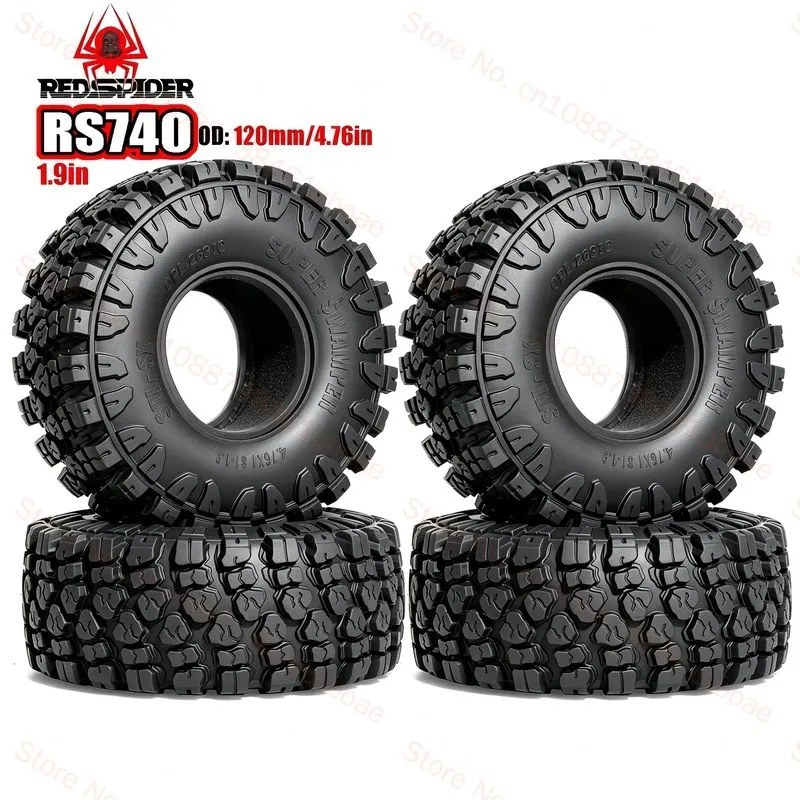RS Red Spider 1/10 Wltoys TRX4 D90 Scx10 Fms yikong Climbing car accessories 1.9-inch off-road anti-skid tire Metal wheel hub Rc