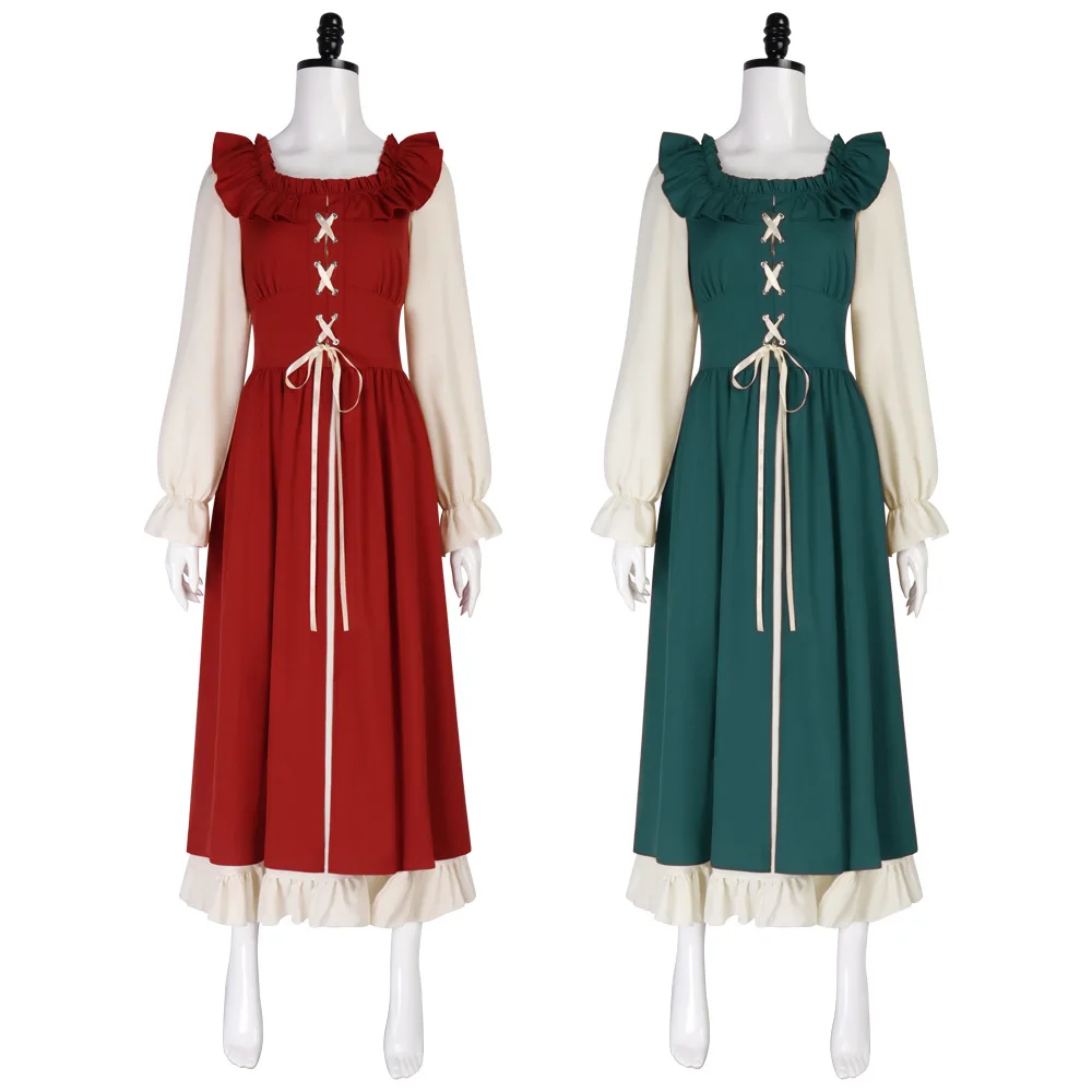 

Medieval Beer Festival Women's Skirt Cosplay Costume Halloween Stage Performance Set Cosplay Ruffled Dress