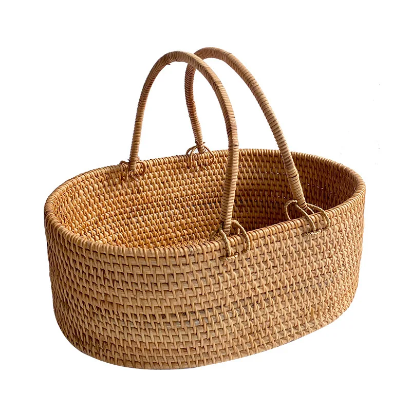 

Handmade Rattan Storage Basket with Handle, Desktop Decoration, Candy Baskets, Wedding Gift Box, Fruit Sundries Organizer