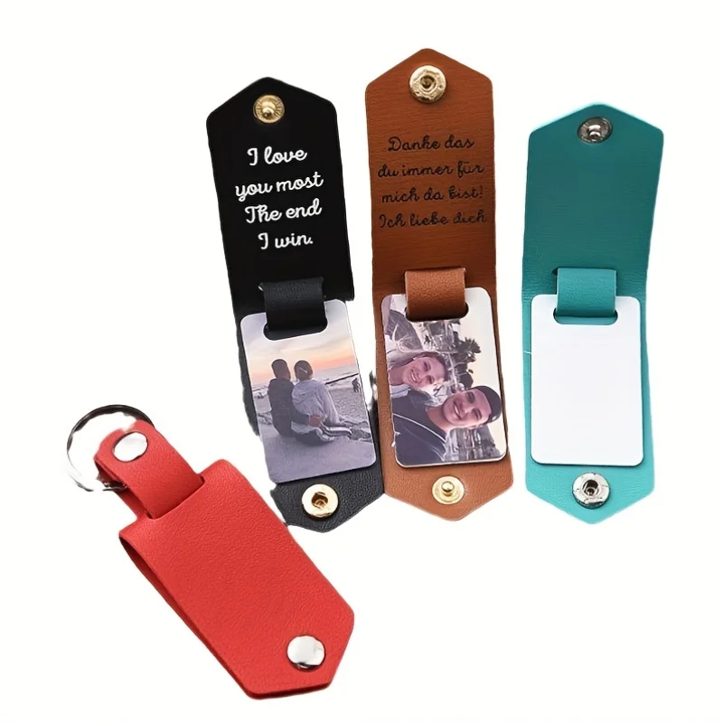 Personalized Customized Bag Accessories Pu Leather Multifunctional Diy Leather Key Holster Photo Pendant Personalized Gift