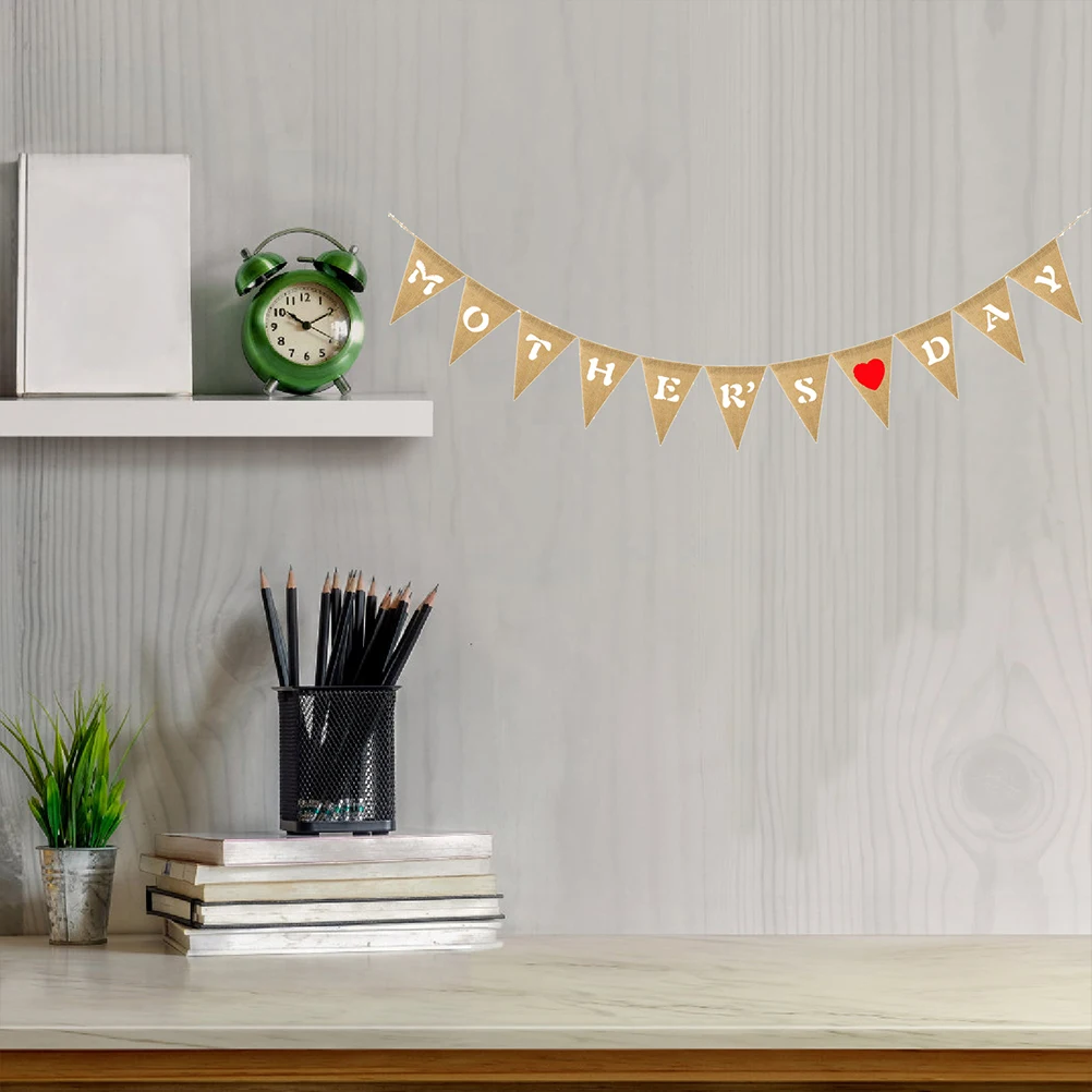 

Burlap Mabula Banner Mothers Day Party Decoration Linen Hanging Bunting Creative Holiday Decor Background Prop Festival
