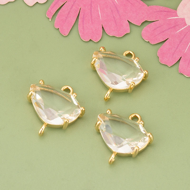 assoonas,ME92,Schmuckzubehör,18k Gold rhodiniert,Kupfer,Glas,handgefertigt,Charms,DIY-Anhänger,Schmuckherstellung,6 Stück/Lot – Detail 2