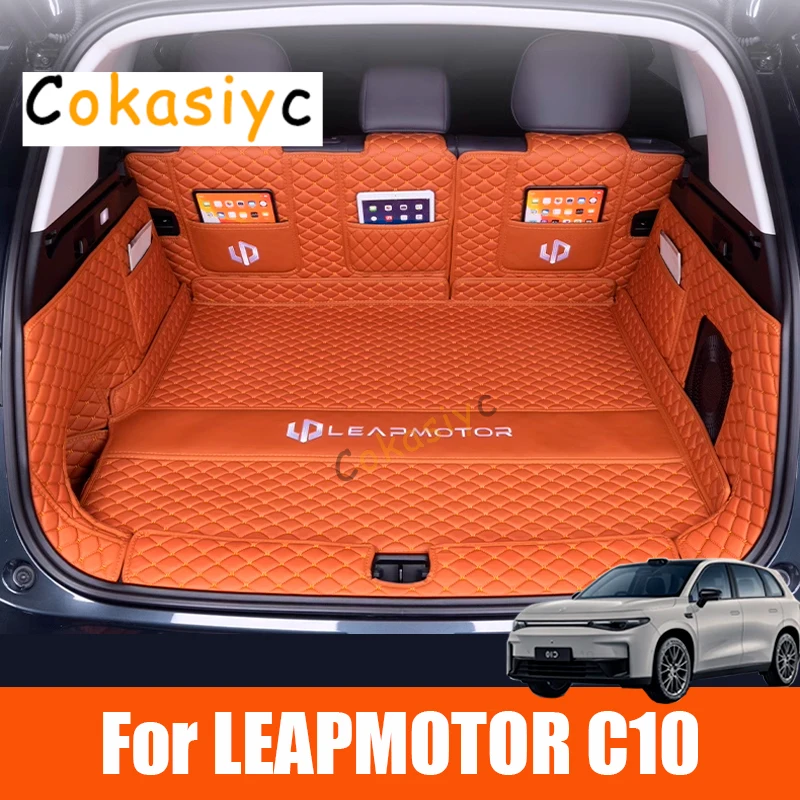 For Leapmotor C10 2024 2025 Car Trunk Mats Leather Durable Cargo Liner Boot Special Dedicated Surrounded Carpets Accessories
