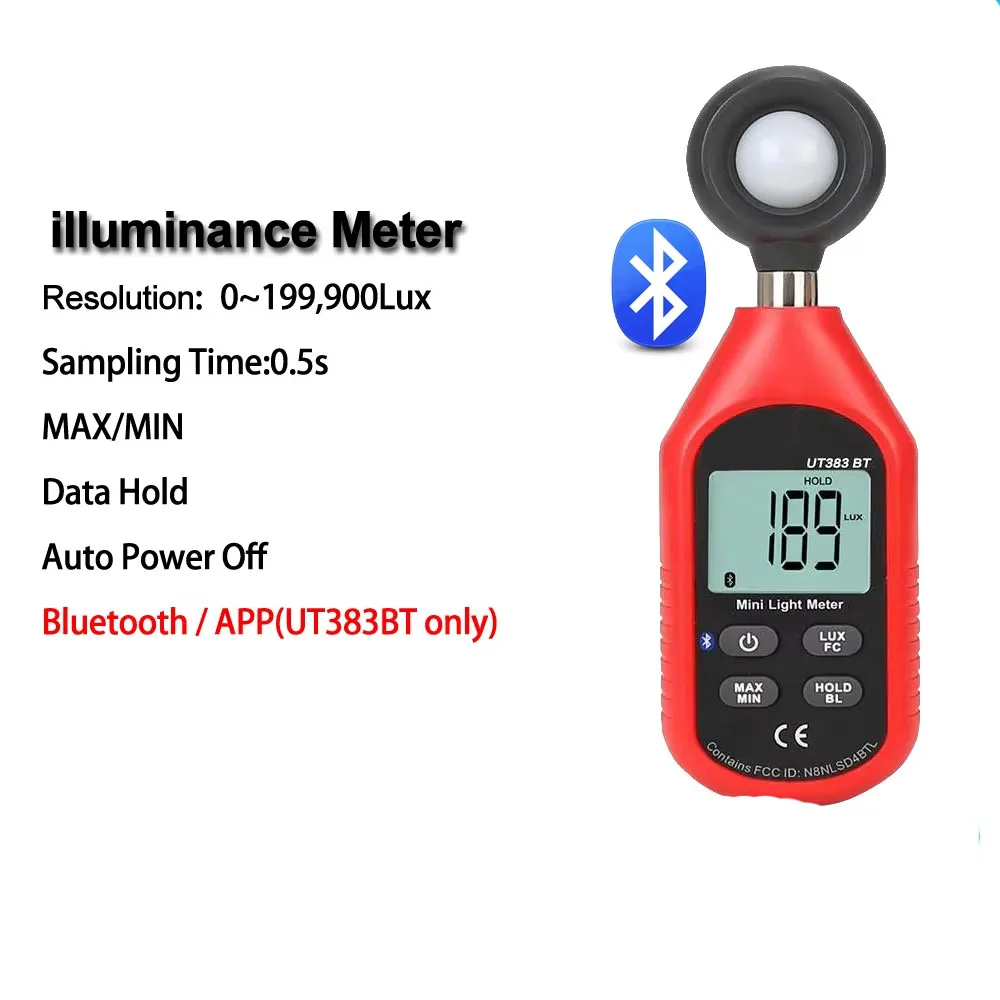 Digital Luxmeter Only UT383BT Bluetooth Mini Light Meter Environmental Test Equipment Handheld Illuminometer