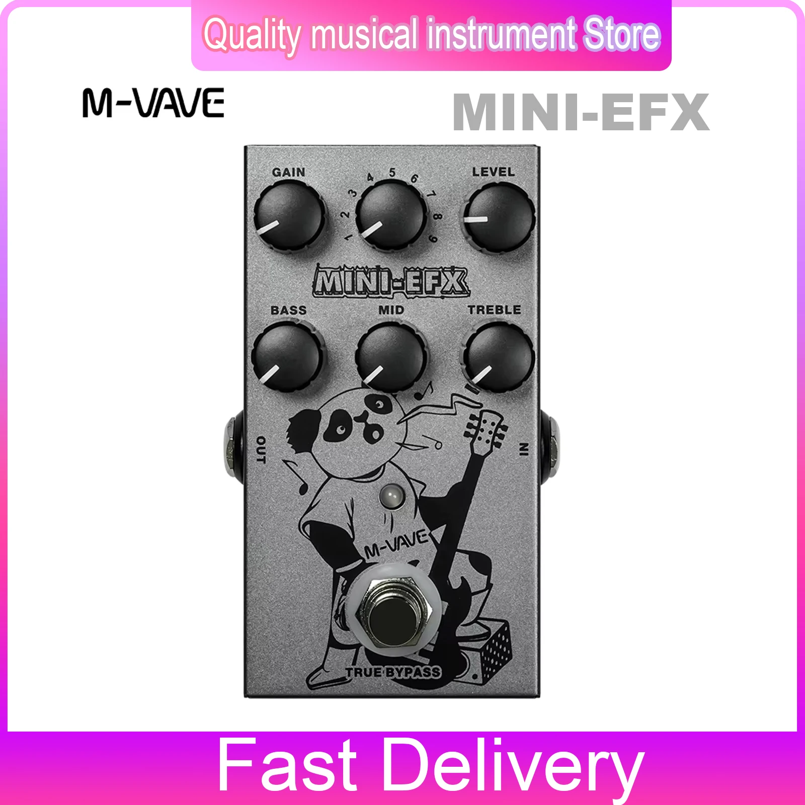 

M-VAVE MINI-EFX Гитарная мультиэффектная педаль 4 эффекта искажения 4 эффекта Overdrive Boost EQ True Bypass 3-полосные детали