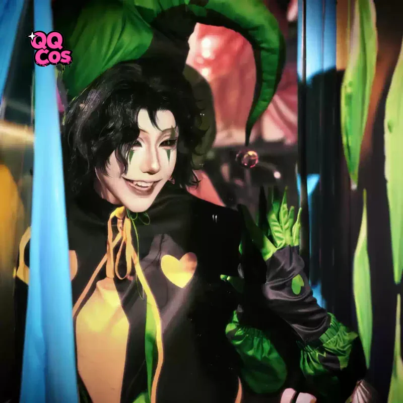 

Freak Circus Pierrot Harlequin Косплей Костюм клоуна Костюм Игра 2025 Хэллоуин Ужас Мужская одежда Expo Маска Шляпа QQcos