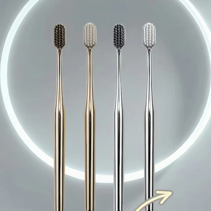 1/2/3/4pcs Luxury Soft Toothbrush Men Women Adult Tooth Brush Gold Silver Brushes Elegance Gentle To Drop Shipping