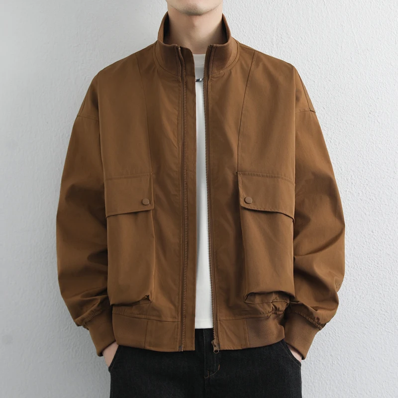 

2026 Spring Workwear Casual Jacket Men Loose Standing Collar Pilot Jackets Street Wear Harajuku Handsome Coats Men Clothing