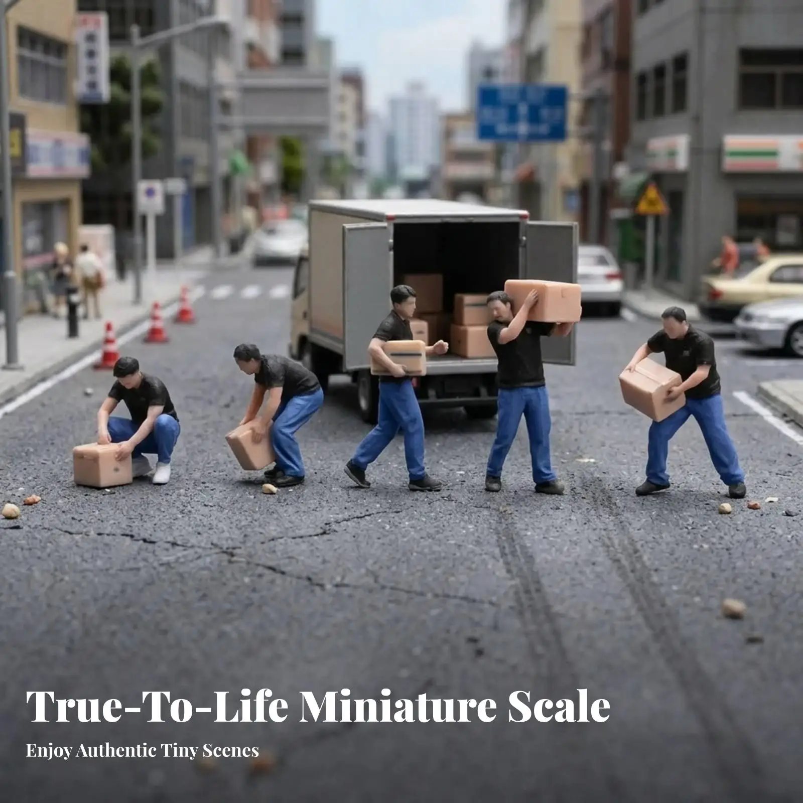 5 Pieces Realistic Pose Delivery Worker Figures Miniature Statues