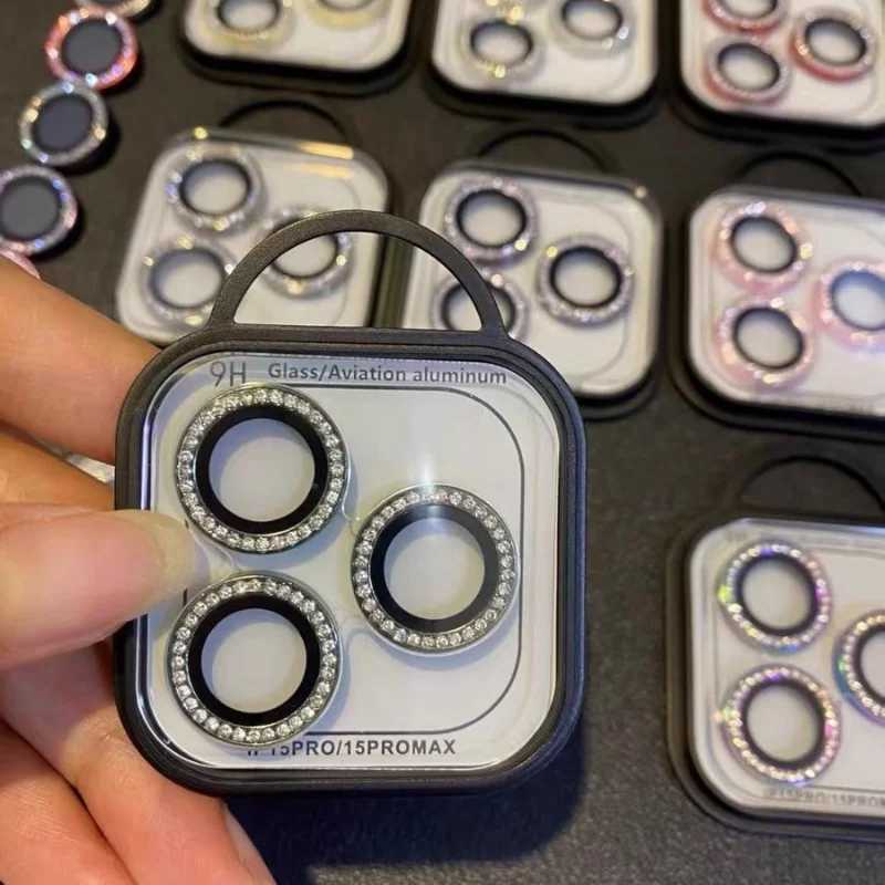 3-2枚入り キラキラ輝くダイヤモンドカメラレンズプロテクター Apple iPhone 16 17 Pro Max用 スクリーンプロテクターフィルム iPhone 16 15 Plus用