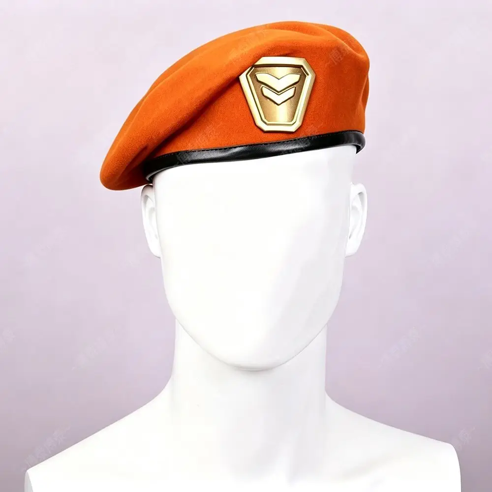 Game Valorant Liam Byrne Cosplay Hat  Brimstone orange beret Caps Officer Hat Role play Headpiece for costumes