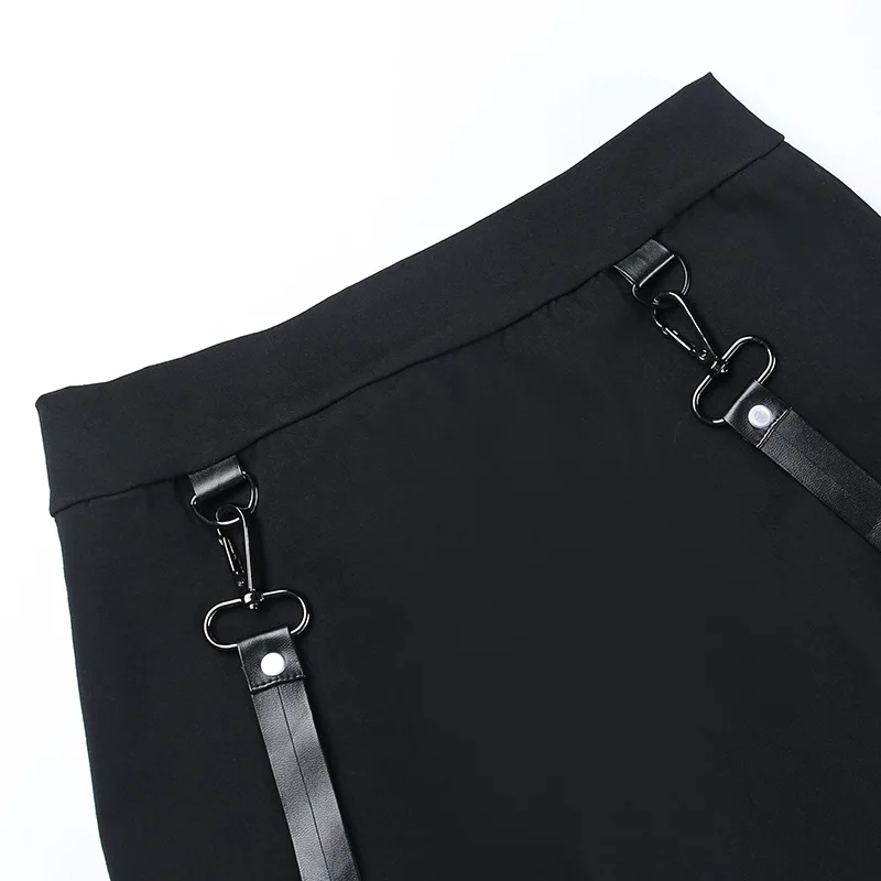 Goth Dark Gothic Split A-Line Skirts Double-Sided Zipper Slits 90s Streetwear Women Mall Gothic Dropped Mini Skirt Zip Edgy