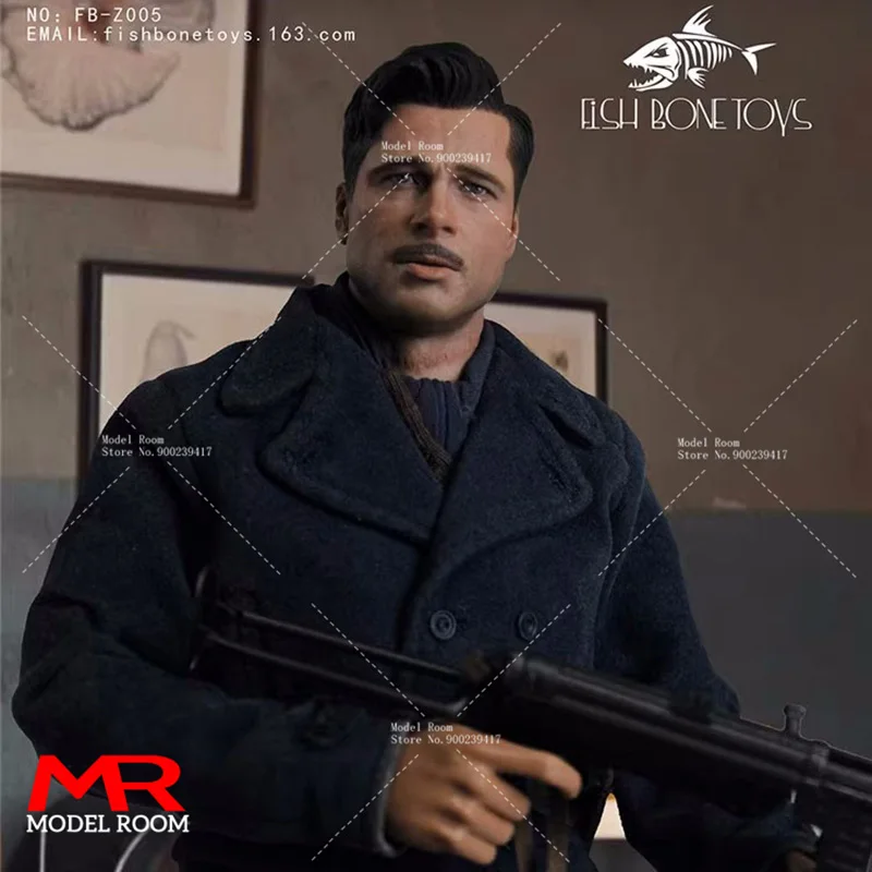 

FISH BONETOYS FB-Z005 1/6 Scale Brad Pitt Action Figure 12'' Male Soldier Figurine Model Full Set Collectible Toy