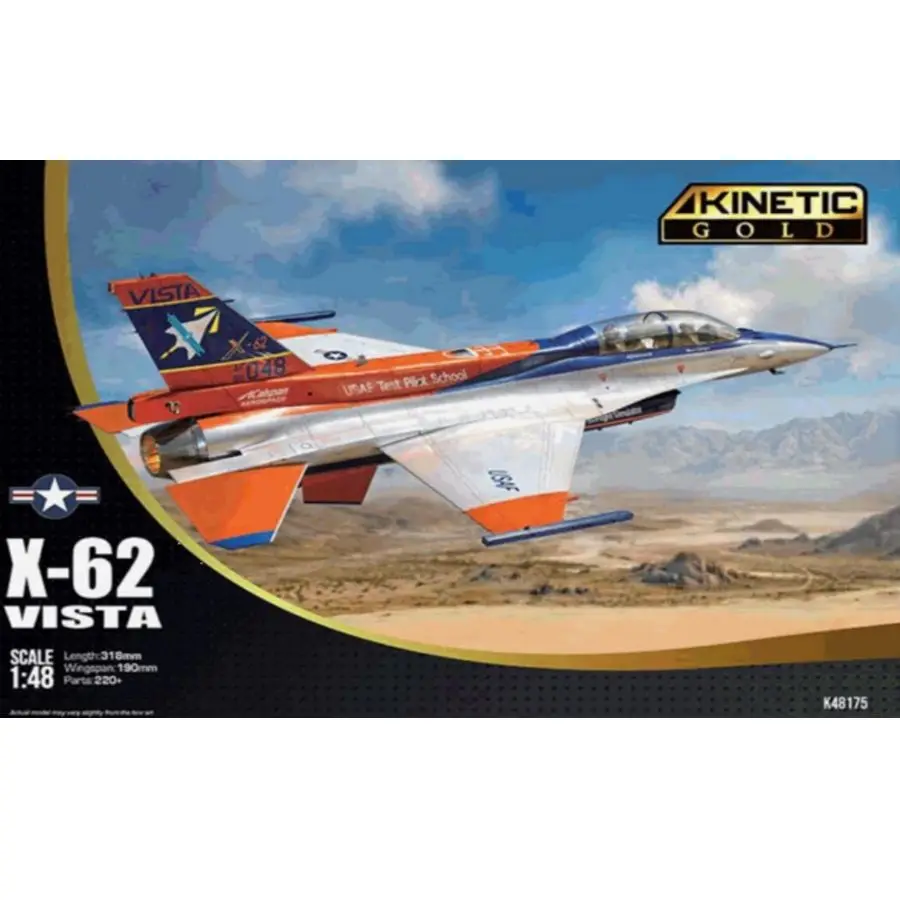 KINETIC K48175 1/48 Scale X-62 Vista Fighter Precision Assembly Model Kit