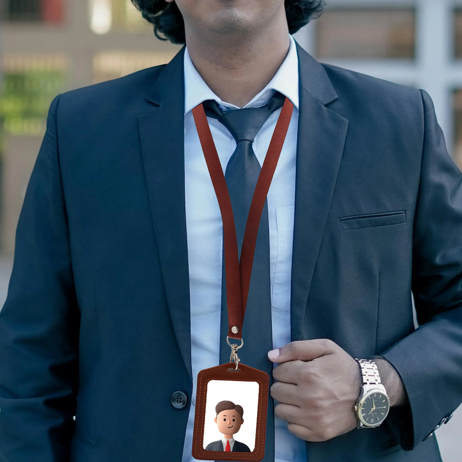 

10Pcs Metal Buckle Lanyard Name Badge Holder Transparent Fake Id Card Sleeve Work Badge Protector Office Use