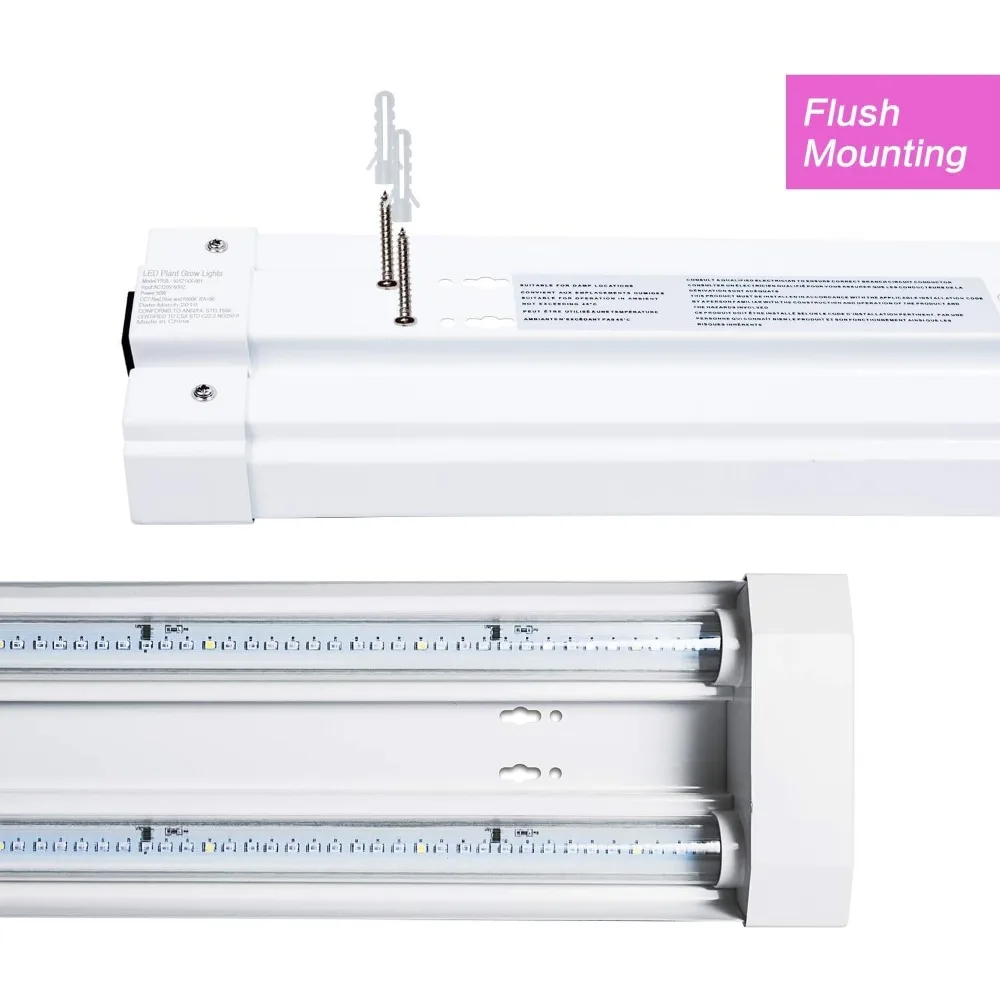 4er-Pack 4FT LED-Wachstumslichter mit 50 W Vollspektrum für Hydrokultur-Sämlinge im Gewächshaus, zum Einstecken, Ein-/Aus-Zugkette im Lieferumfang enthalten