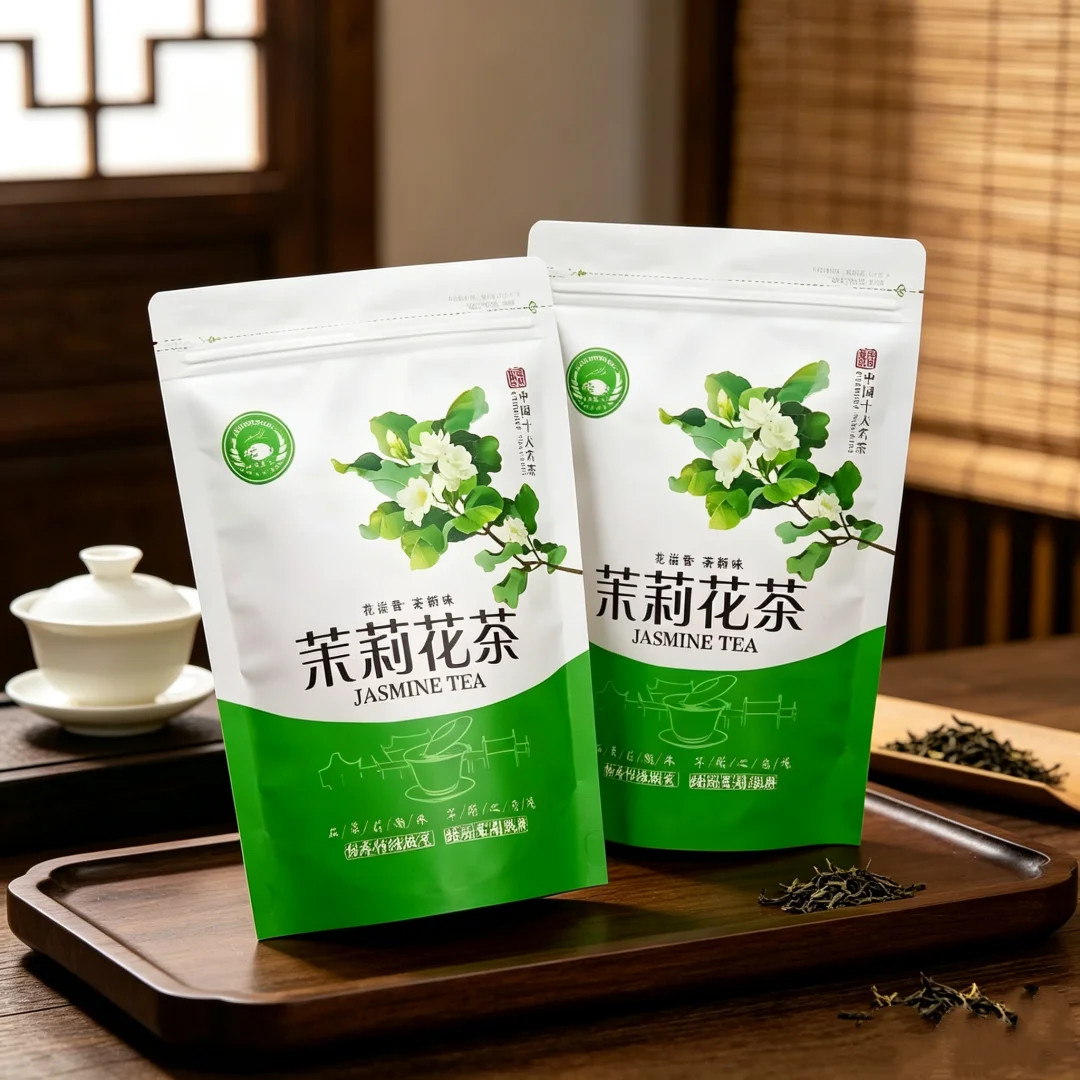 Delicious Origin Jasmine Flower Green Oolong Tea Set Bag Classic China Style Aluminum Foil Bag 250g/500g Self Sealing Zipper Bag