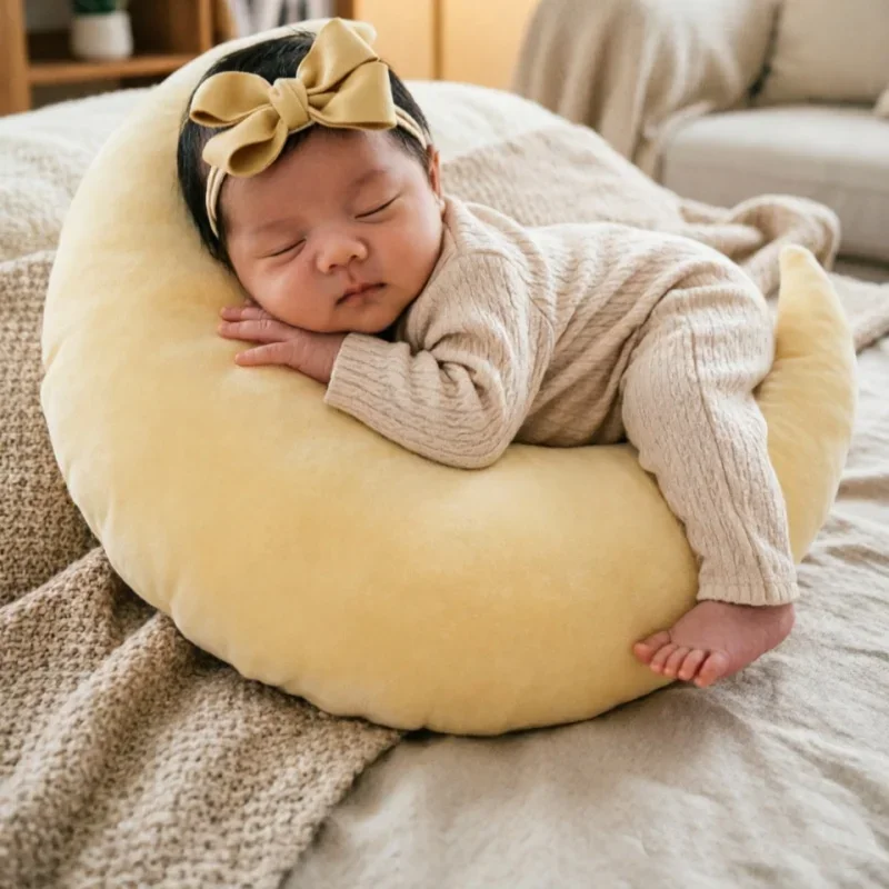 Fluffy Crescent Moon Star Shaped Pillow Posing Cushion For Studio Portrait Shooting Hundred Day Commemorative Photo Layout Prop