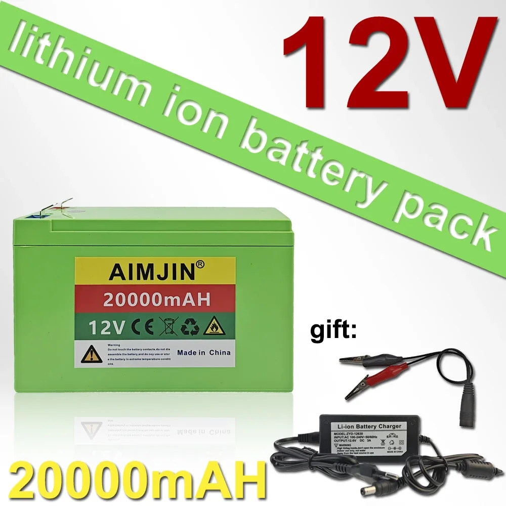 New 12V 20AH 18650 3S6P built-in high current 20A rechargeable lithium battery pack for electric vehicle spray battery+3A charge