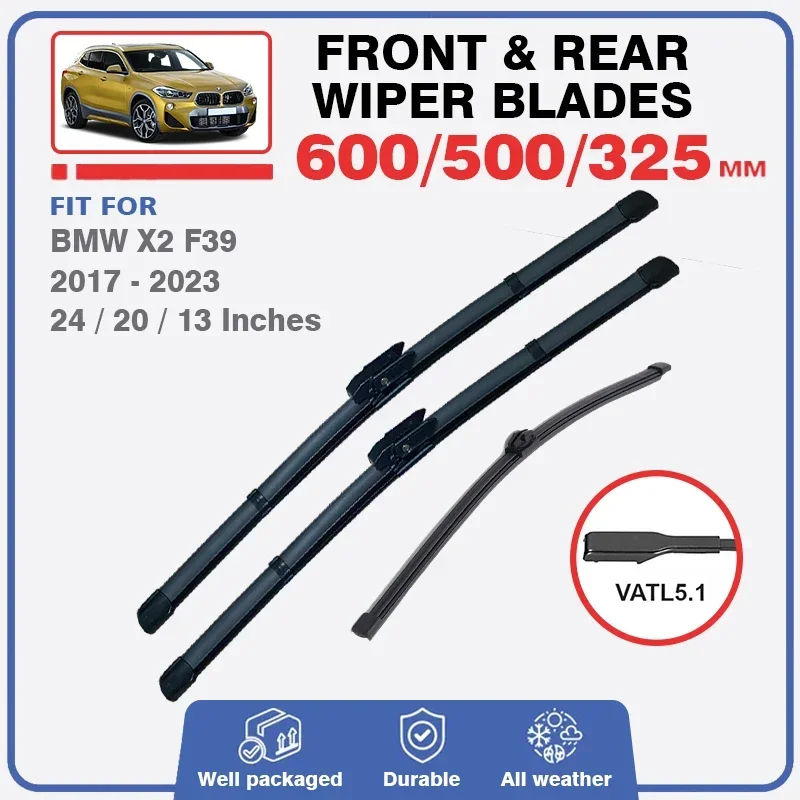 For BMW X2 F39 2017 - 2023 M Sport Front Rear Wiper Blades Windshield Windscreen Window Car Accessories xDrive25e sDrive18i M35i