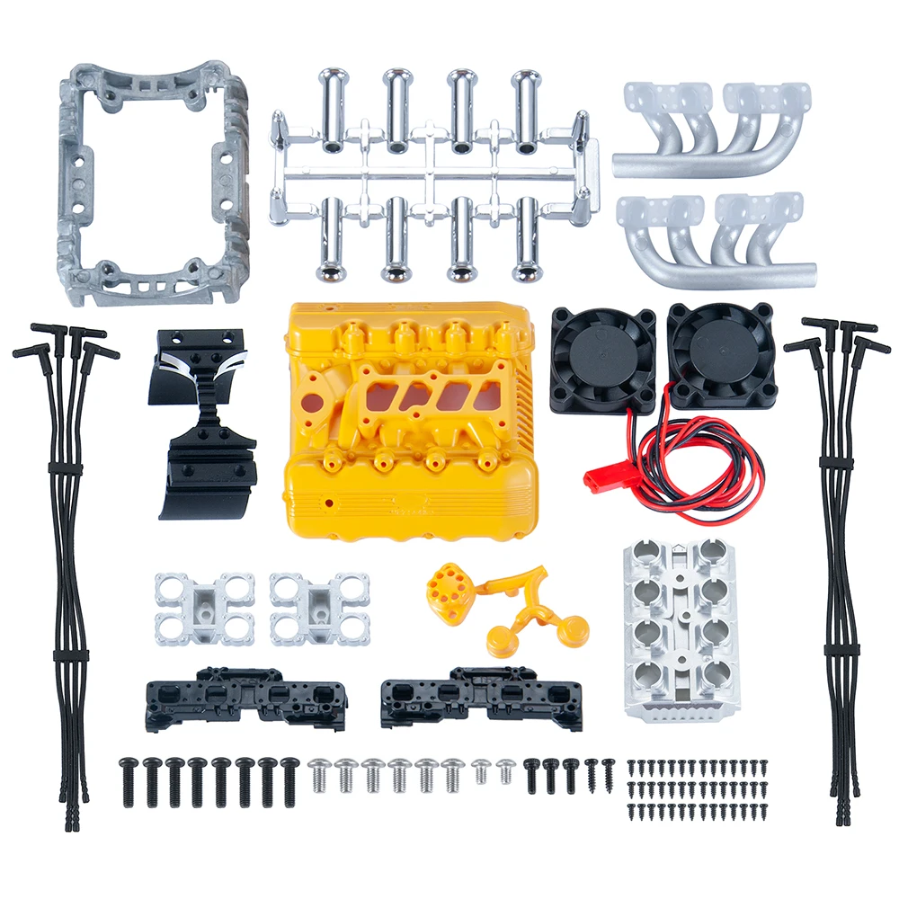 MIBIDAO symulacja V8 kaptur silnik wentylatora pokrywa silnika chłodnicy dla 1/10 TRX-4 TRX4 gąsienica RC części do ulepszenia samochodów