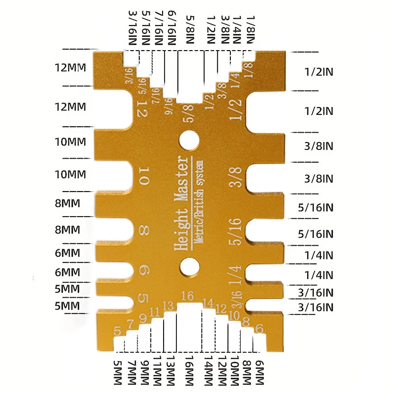 Precision Measure Tenon Gaps - Metric/Inch Dovetail Jig - Woodworking Tenon Gaps Gauge Measuring Card Aluminum Alloy Depth Gauge