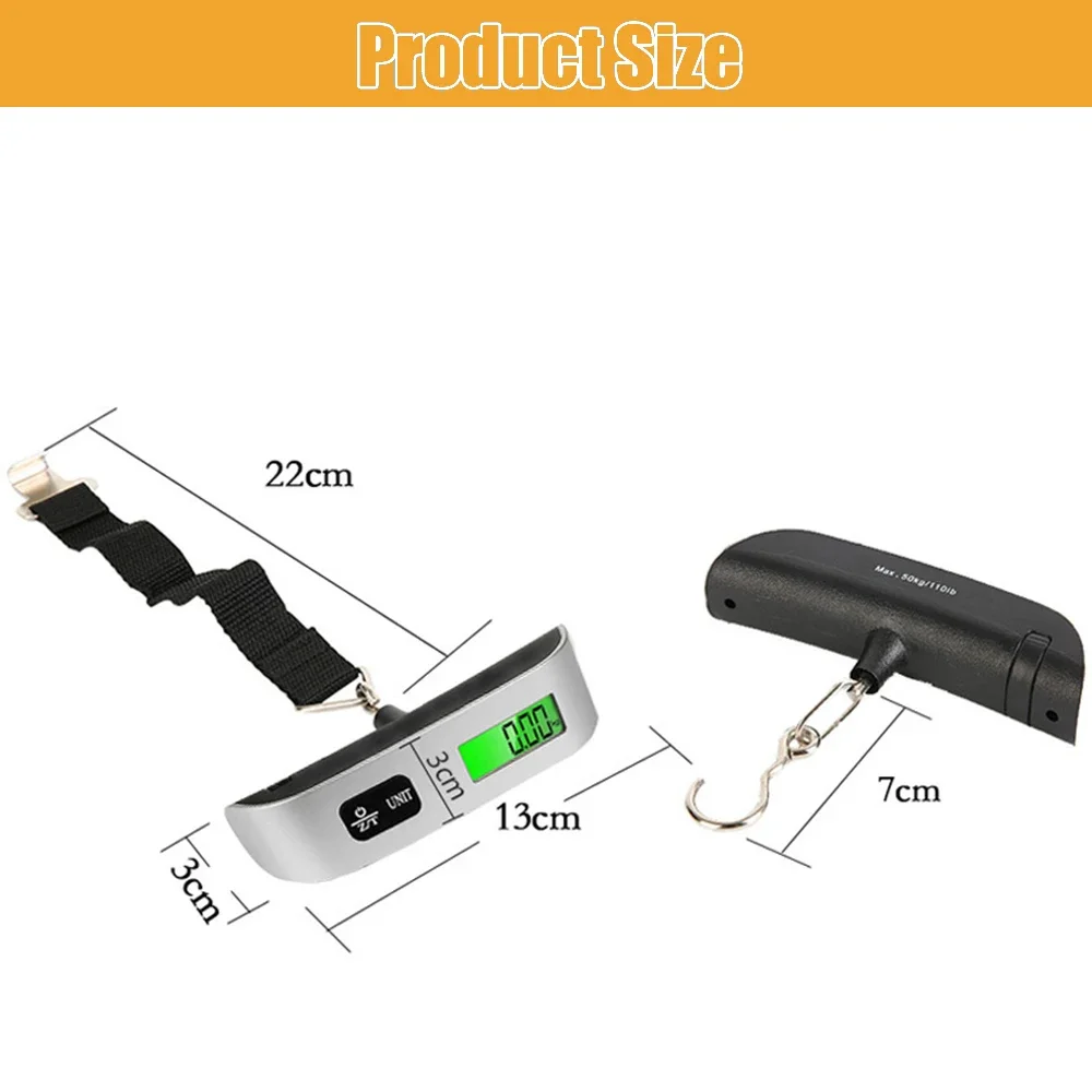 Digital Portable Suitcase Scale LCD Display Electronic Weighting Tool for Baggage Travel Weighs Bags up to 50kg/110lb - view 6