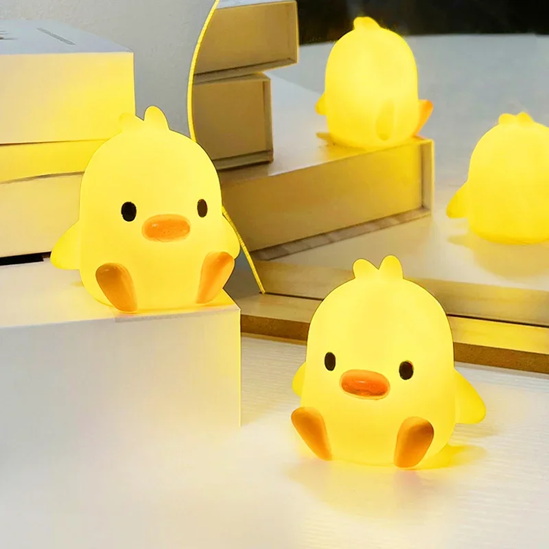 Cartoon Yellow Duck Night Light Animal Model Night Light Bedroom Bedside Small Ornaments Living Room Decoration Desk Decoration