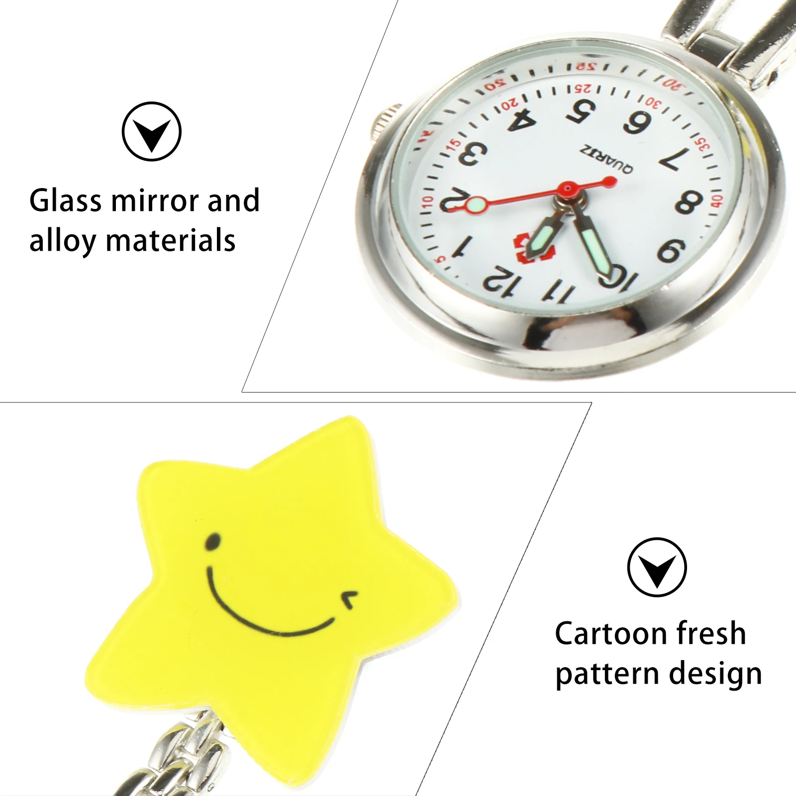 

Nurse Pocket Watch Luminous Quartz Alloy Case Clip on Watches for Doctors Practical Portable Gifts Student Nurses