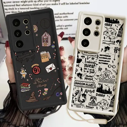 Pareja Potters Wand para Samsung Galaxy S25 S24 S23 S22 S21 S20 FE Note 20 Ultra Plus 5G ojos escalera cordón funda de teléfono