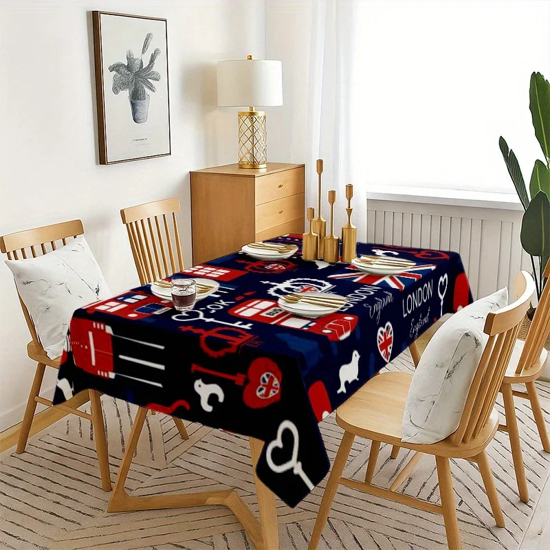 London England Theme Waterproof Tablecloth for Dining Room Party Decor British Culture Cafe Style Table Cover