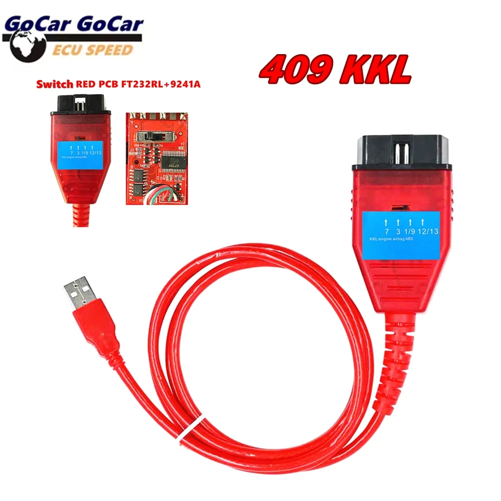 

2026 Latest VAG409.1 KKL Red PCB Board FTDI FT232RL Real 9241A K line OBD2 Car Diagnostic Tools Interface Cable For VW/Audi