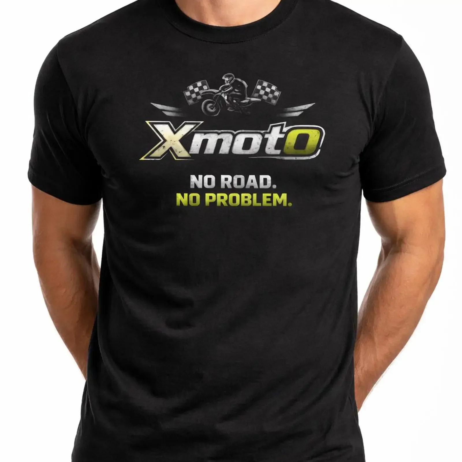 Xmoto No Road Problem tee Motocross Offroad Racing T Shirt vintage Washed Stylish designer clothes Breathable Versatile Casual