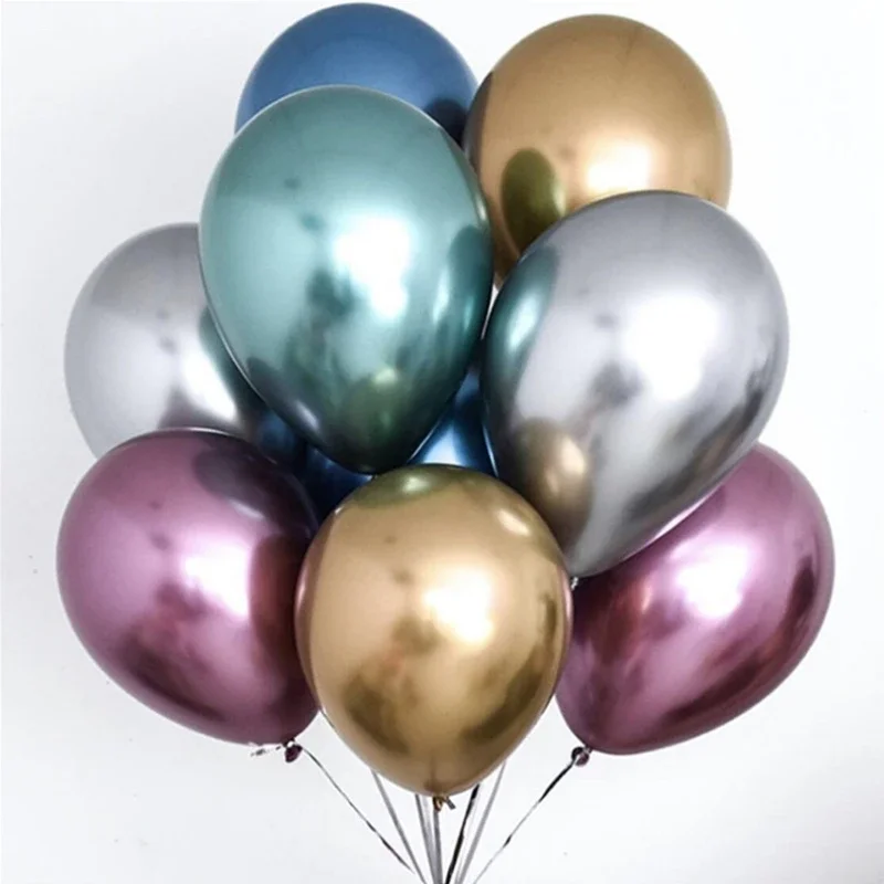 New 10pcs 5/10/12inch Glossy Metal Pearl Latex Balloons Thick Chrome Metallic Colors helium Air Balls Globos Birthday Party Deco