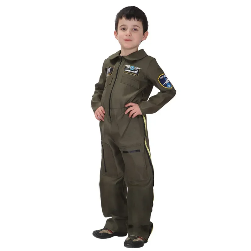 Umorden Fighter Pilot Costume for Kids Child Boys Air Force Airman Flight Suit Military Jumpsuit 4-6Y 6-8Y 8-10Y