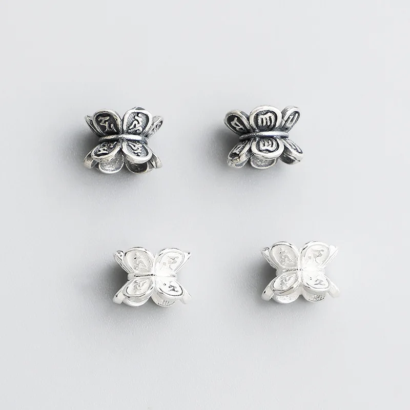 1pc 925 스털링 실버 더블 헤드 꽃 모자 8.7x6mm 불교 만트라 로터스 비드 스페이서 DIY 쥬얼리 팔찌 재료