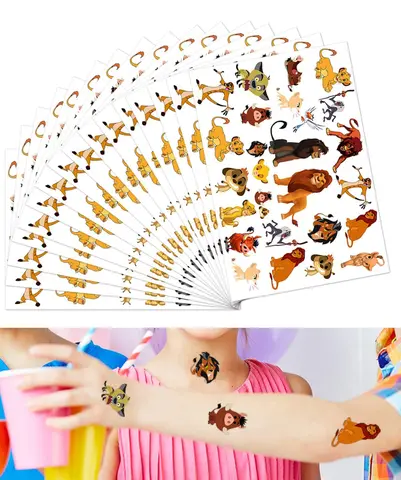 Disney Lion King Simba Tattoo Sticker Disposable Water Transfer Lion King Party Sticker Toy Prize Children's Birthday Gift