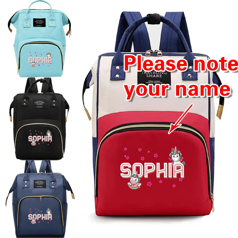 Personalized Customized Name Mommy Backpack Large Capacity Protable Mommy Diaper Backpack for Outing Nappy Changing Storage Bag