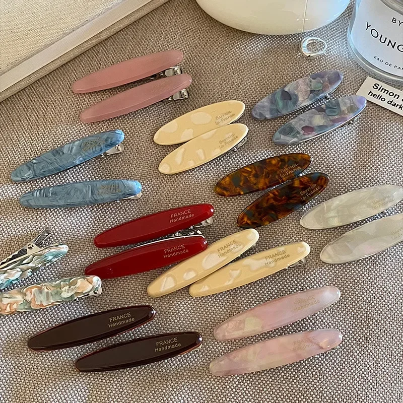 

Korean Style Acetic Acid Broken Hair Clip Bangs Side Clip Retro Simple Duckbill Clip Summer Sweet Hair Accessories for Women