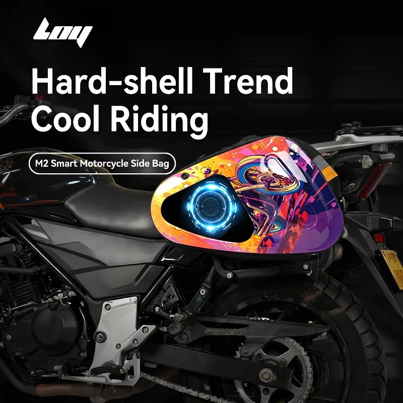 

LOY Hurricane LED Smart Motorcycle Side Bag ABS Hard Shell Waterproof Saddlebag 80x52 Pixel Display Fits Full Face Helmet
