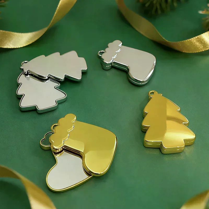 Arbre de noël flocon de neige Stock miroir cosmétique miroir pliant coulissant miroir à main pour filles miroir de vanité Compact incassable