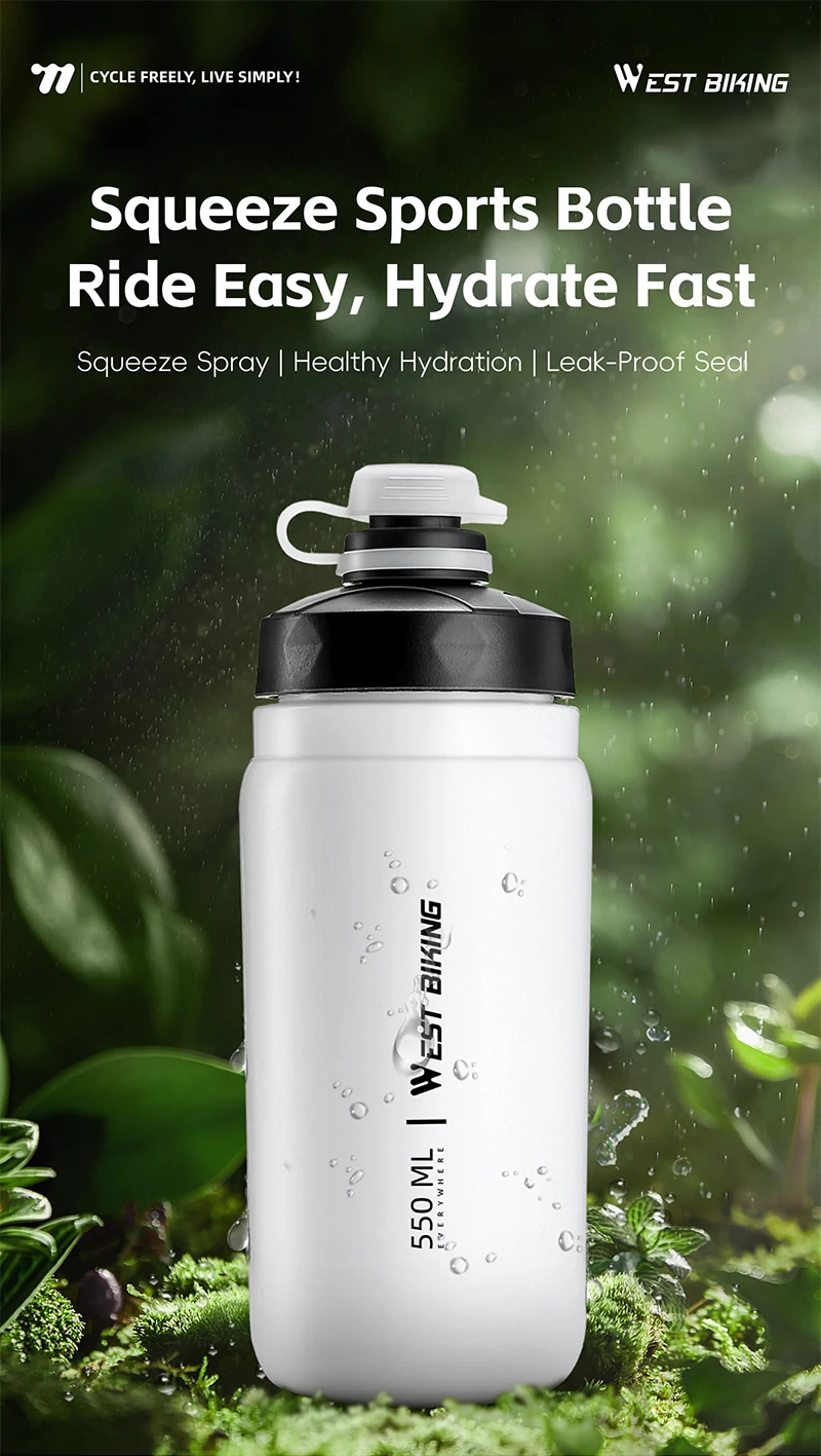 WEST BIKING 550/720ml Quetschbare Fahrrad-Trinkflasche Auslaufsicher BPA-frei Sportflasche für MTB Rennrad Outdoor Pendeln Radfahren – Detail 1