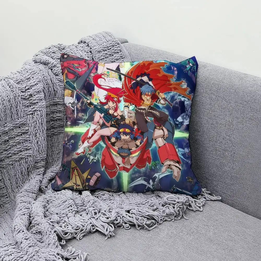 

G-Gurren Lagann Anime 30x30cm 45x45cm Pillow Case Decor Protective Covers Comfortable Soft For Sofa Living Room Home Office