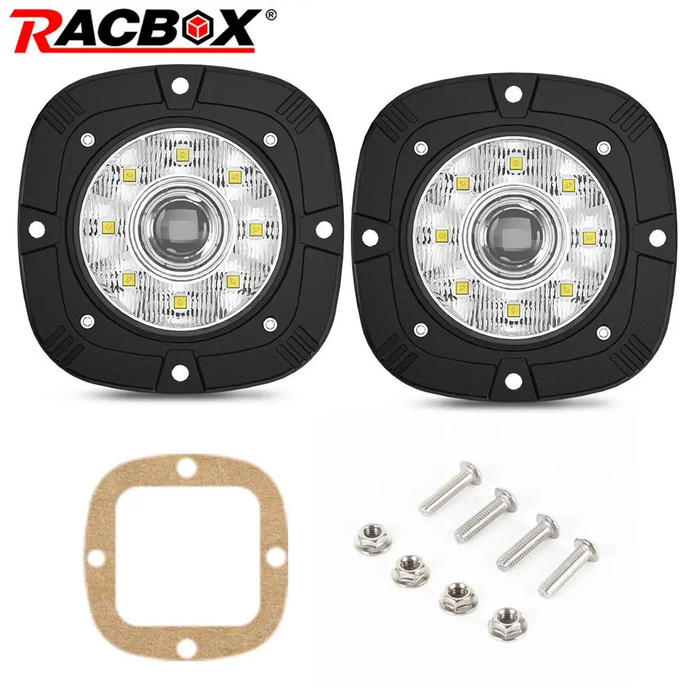 4-дюймовый светодиодный светильник для скрытого монтажа, рабочий свет 30 Вт 5500 К, белые внедорожные фары дальнего света для грузовика, UTV, ATV, внедорожника, лодки 4x4 12 В 24 В